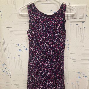 Purple & Pink print asymmetrical Ann Taylor Petite Dress (00P)